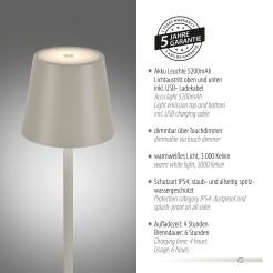 19250-40 EURIA LAMPA STOŁOWA SZARY
