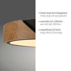 14288-18 BILA LAMPA SUFITOWA CZARNY/DREWNO