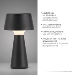 19260-18 ABERA LAMPA STOŁOWA CZARNY