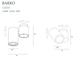 MAXLIGHT C0035 LAMPA SUFITOWA BARRO I CZARNA