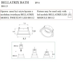 MAXLIGHT H0113 OPRAWA WPUSTOWA BELLATRIX BATH BIAŁA IP54- BEZ MODUŁU ŚWIETLNEGO LED H0112