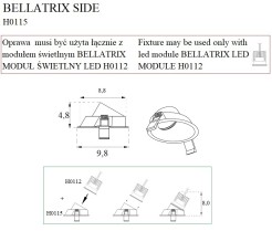 MAXLIGHT H0115 OPRAWA WPUSTOWA BELLATRIX SIDE BIAŁA - BEZ MODUŁU ŚWIETLNEGO LED H0112