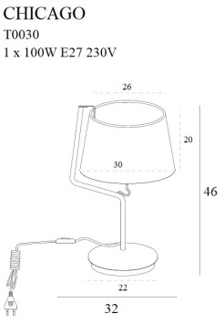 MAXLIGHT T0030 LAMPA STOŁOWA CHICAGO CHROM + BIAŁY  ABAŻUR