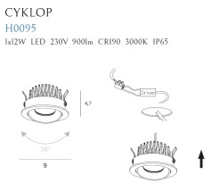 MAXLIGHT H0095 3000K OPRAWA WPUSTOWA CYKLOP CZARNA IP65
