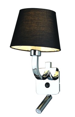 MAXLIGHT W0192 KINKIET DENVER Z LEDEM, CHROM + CZARNY  ABAŻUR