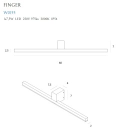 MAXLIGHT W0155 KINKIET FINGER 60 cm BIAŁY IP54