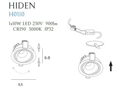 MAXLIGHT H0110 OPRAWA WPUSTOWA HIDEN CZARNA IP32