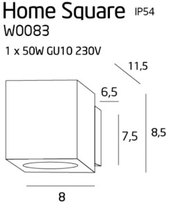 MAXLIGHT W0083 KINKIET HOME SQUARE GRAFIT