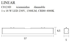 MAXLIGHT C0124D LAMPA SUFITOWA LINEAR WHITE 18W 4000K ŚCIEMNIALNA