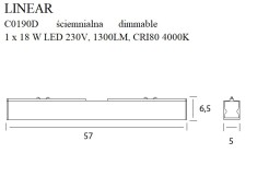 MAXLIGHT C0190D LAMPA SUFITOWA LINEAR BLACK 18W 3000K ŚCIEMNIALNA