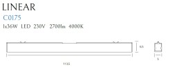 MAXLIGHT C0175 LAMPA SUFITOWA LINEAR BLACK 36W 4000K