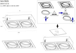 MAXLIGHT H0049 OPRAWA WPUSTOWA MATRIX II CZARNA AR111 GU10 230V