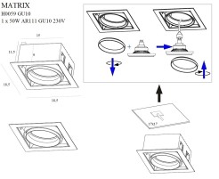 MAXLIGHT H0059 OPRAWA WPUSTOWA MATRIX I BIAŁA AR111 GU10 230V