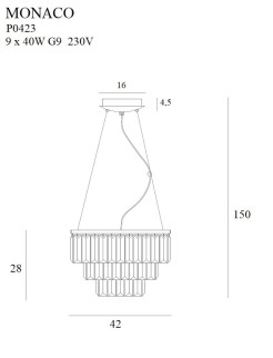MAXLIGHT P0423 LAMPA WISZĄCA MONACO ZŁOTA Ø 42 cm