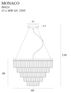 MAXLIGHT P0424 LAMPA WISZĄCA MONACO ZŁOTA Ø 60 cm