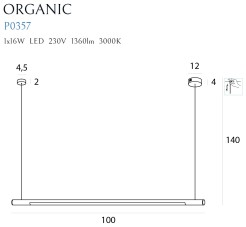 MAXLIGHT P0357 LAMPA WISZĄCA ORGANIC HORIZON 100CM BIAŁA