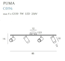 MAXLIGHT C0196 LAMPA SUFITOWA PUMA 4 GU10