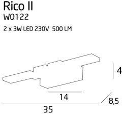 MAXLIGHT W0122 KINKIET RICO II, 2 x 3W 