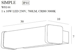 MAXLIGHT W0144  KINKIET SIMPLE IP44, 10W