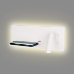 MAXLIGHT W0291L KINKIET SUPERIOR Z GNIAZDEM USB I ŁADOWARKĄ INDUKCYJNĄ BIAŁY