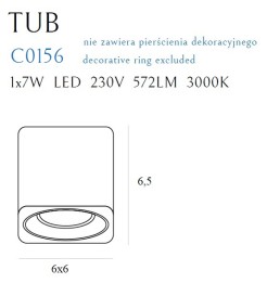 MAXLIGHT C0156 LAMPA SUFITOWA TUB KWADRAT BIAŁY+ PIERŚCIEŃ OZDOBNY BIAŁY RC0155/C0156 WHITE