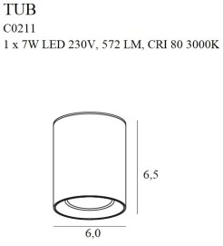 MAXLIGHT C0211 LAMPA SUFITOWA TUB OKRĄGŁY CZARNY + PIERŚCIEŃ OZDOBNY ZŁOTY RC0155/C0156 GOLD