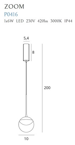 MAXLIGHT P0416 LAMPA WISZĄCA ZOOM CZARNA, 6W LED