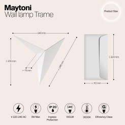 MAYTONI Lampa ścienna (kinkiet) Trame 3W LED 100lm 3000K 80 CRI  C808WL-L3W