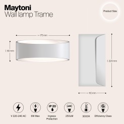 MAYTONI Lampa ścienna (kinkiet) Trame 6W LED 250lm 3000K 80 CRI  C806WL-L5W