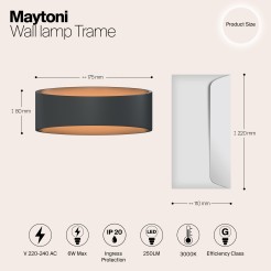 MAYTONI Lampa ścienna (kinkiet) Trame 6W LED 250lm 3000K 80 CRI  C806WL-L5B