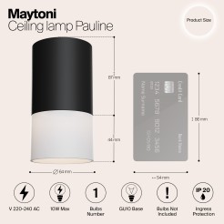 MAYTONI Spot reflektor sufitowy 1punktowy Natynkowy Pauline 10W GU10 C007CW-01B