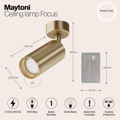 MAYTONI Spot reflektor sufitowy 1punktowy Natynkowy Obrotowy Focus 10W GU10 C017CW-01MG