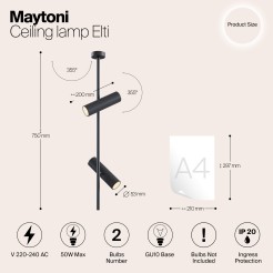 MAYTONI Spot reflektor sufitowy 2punktowy Natynkowy Elti 10W GU10 C021CL-02B