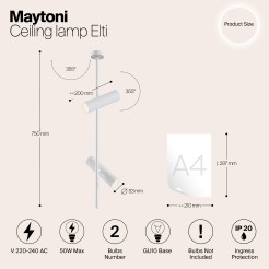 MAYTONI Spot reflektor sufitowy 2punktowy Natynkowy Elti 10W GU10 C021CL-02W