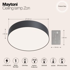 MAYTONI Lampa sufitowa Zon 35W LED 2900lm 4000K 80 CRI  C032CL-L43B4K