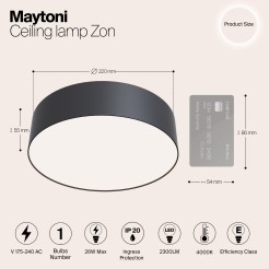 MAYTONI Lampa sufitowa Zon 26W LED 2300lm 4000K 80 CRI  C032CL-L32B4K