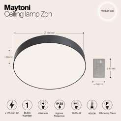 MAYTONI Lampa sufitowa Zon 45W LED 3900lm 4000K 80 CRI  C032CL-L48B4K