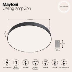 MAYTONI Lampa sufitowa Zon 90W LED 9000lm 4000K 80 CRI  C032CL-L96B4K