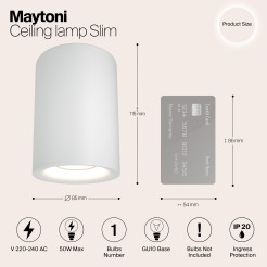 MAYTONI Spot reflektor sufitowy 1punktowy Natynkowy Slim 10W GU10 C012CL-01W