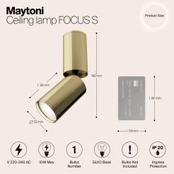 MAYTONI Spot reflektor sufitowy 1punktowy Natynkowy Obrotowy FOCUS S 10W GU10 C051CL-01BS