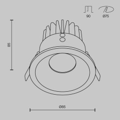 MAYTONI Spot reflektor sufitowy 1punktowy Wbudowany Zoom 12W LED 930lm 4000K 90 CRI Dimmable DL034-L12W4K-D-B