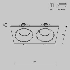 MAYTONI Spot reflektor sufitowy 2punktowy Wbudowany Zoom 10W GU10 DL033-2-02B