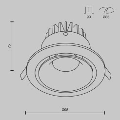 MAYTONI Spot reflektor sufitowy 1punktowy Wbudowany Yin 12W LED 830lm 4000K 90 CRI DL031-L12W4K-B