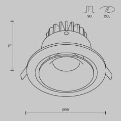 MAYTONI Spot reflektor sufitowy 1punktowy Wbudowany Yin 12W LED 760lm 3000K 90 CRI Dimmable DL031-L12W3K-D-B