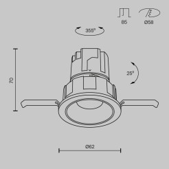 MAYTONI Spot reflektor sufitowy 1punktowy Wbudowany Wise 7W LED 390lm 3000K 90 CRI DL057-7W3K-B