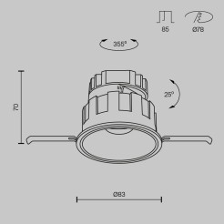 MAYTONI Spot reflektor sufitowy 1punktowy Wbudowany Wise 10W LED 570lm 3000K 90 CRI DL057-10W3K-B