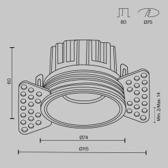 MAYTONI Spot reflektor sufitowy 1punktowy Wbudowany Round 12W LED 880lm 3000K 90 CRI DL058-12W3K-TRS-B