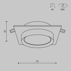 MAYTONI Spot reflektor sufitowy 1punktowy Wbudowany Hoop 12W GX53 DL086-GX53-SQ-B