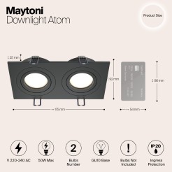MAYTONI Spot reflektor sufitowy 2punktowy Wbudowany Obrotowy Atom 10W GU10 DL024-2-02B