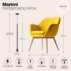 MAYTONI Lampa wisząca Arrow 10W GU10 P064PL-01B